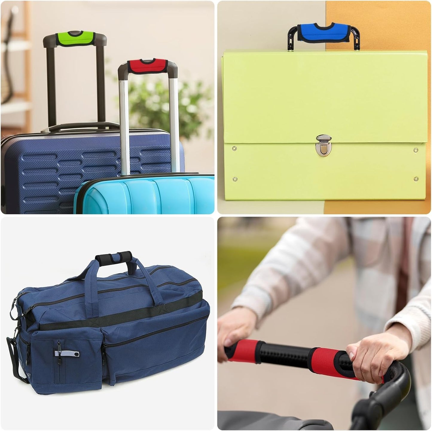 6 Pcs Luggage Handle Wrap, Hollow Neoprene Handbag Grip Cover Protector Luggage Identifiers Suitcase Handle Wraps for Luggage Suitcase Travel Bags, Yellow