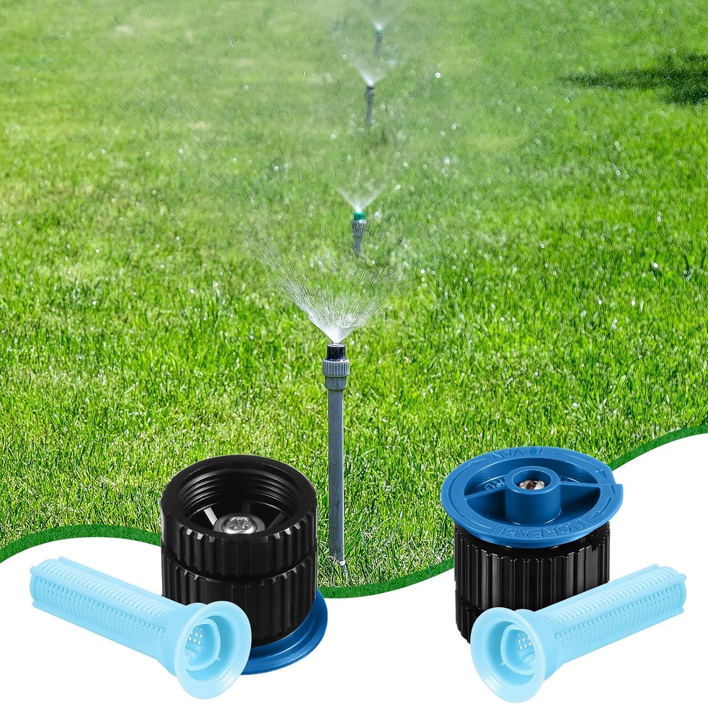 4 Pcs 10 VAN Variable Arc Nozzle Replacement Sprinkler Head Adjustable 360 Degree Rotating Irrigation Pop up Sprinkler Head Compatible with Rainbird, Hunter, Orbit for Garden Lawn