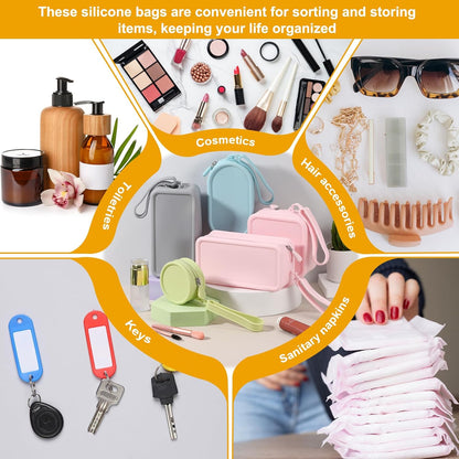 Silicone Makeup Bag, 7 Inch Square Cosmetic Bag Waterproof Makeup Pouch Travel Toiletry Organizers for Women (Large, Pink)