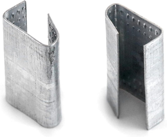 Seals for 1/2" Strap Width Steel Strapping, 500 Pcs Metal Clips for Firmly Securing Packaging and Pallet Banding, Fix Large and Medium-sized Loads for Storage and Transportation