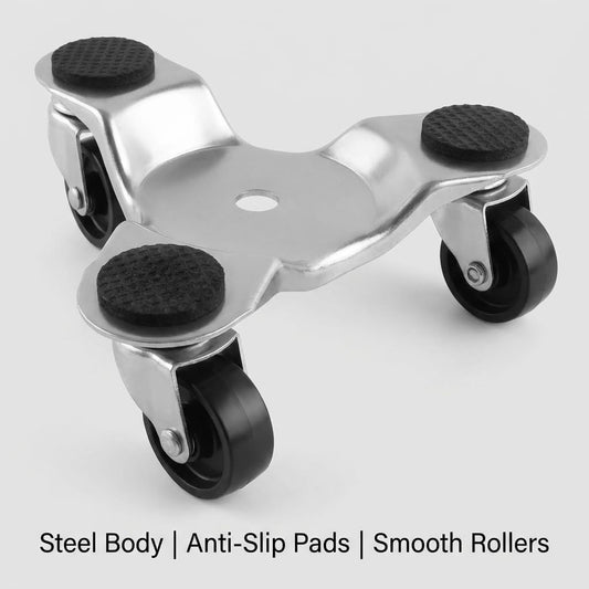 4 pcs 6" Steel Tri-Dolly, 200 lbs Load Capacity, for Moving Furniture & Appliances, Swivel Caster Easy Tool