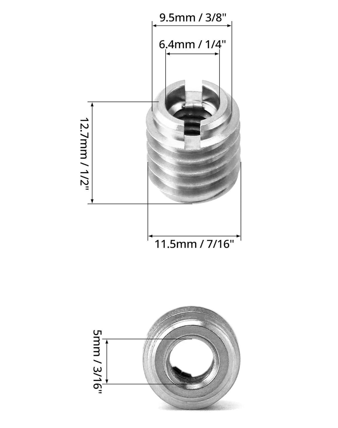 Stainless Steel Threaded Insert for Hard-Wood, 1/4-20 Internal Threads 20 Pack 5/8" Long Nut Inserts for Hardwoods, Softwoods, Plywood and Composites
