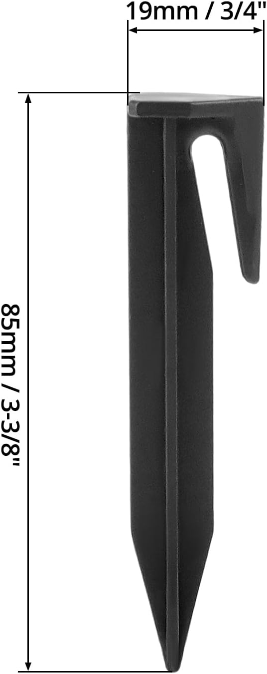Plastic Boundary Wire Stakes, 200 Pcs, 3.35in, Black, Bayonet Tip, Garden Edging, Lawn Nails, Wire Pegs, Landscape Anchoring Spikes, Pet Fence, Mower Compatible