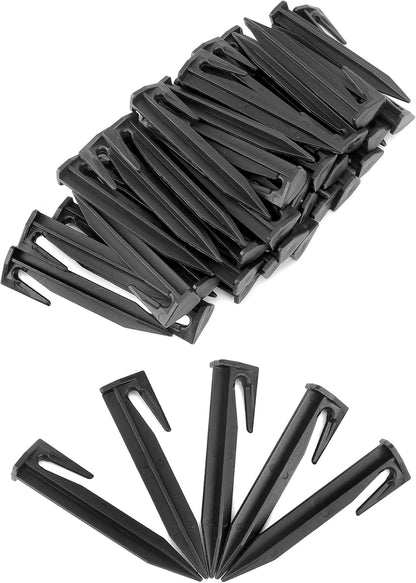 Plastic Boundary Wire Stakes, 200 Pcs, 3.35in, Black, Bayonet Tip, Garden Edging, Lawn Nails, Wire Pegs, Landscape Anchoring Spikes, Pet Fence, Mower Compatible