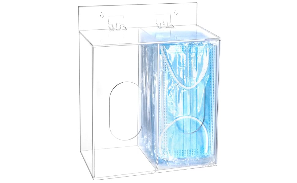 Clear Acrylic Mask and Glove Organizer – Dual Compartment Dispenser for Office, Clinic & Home Use