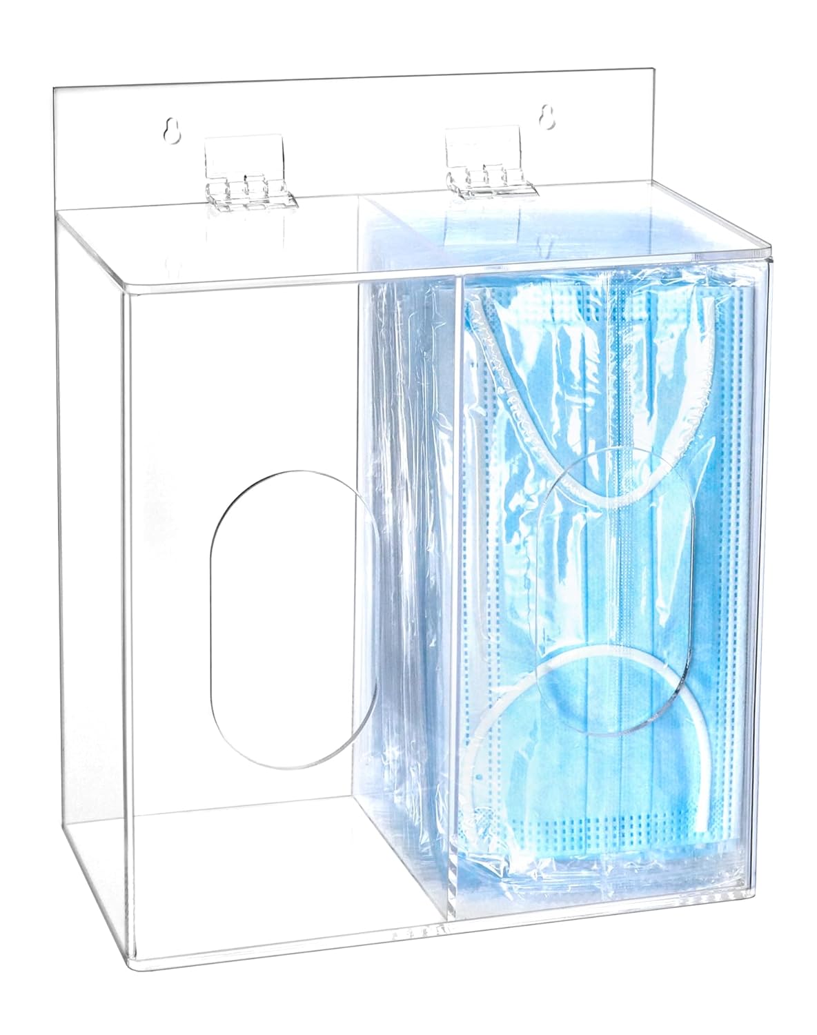 Clear Acrylic Mask and Glove Organizer – Dual Compartment Dispenser for Office, Clinic & Home Use