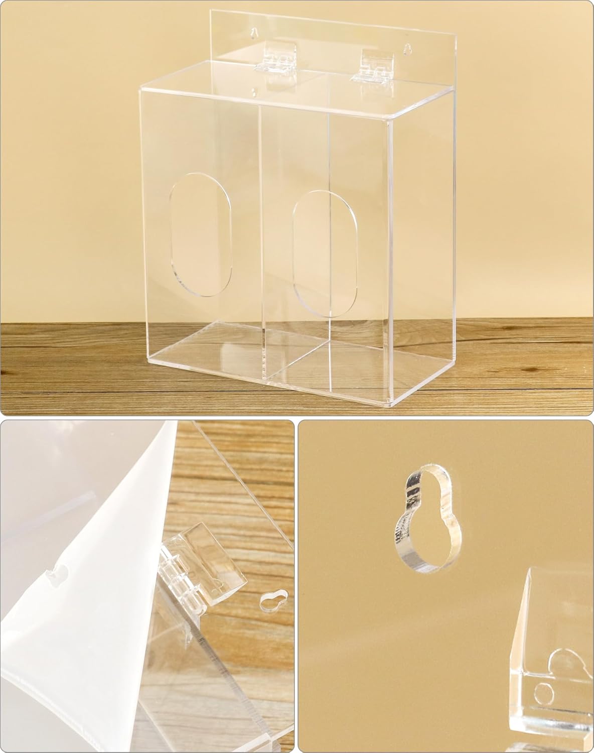 Clear Acrylic Mask and Glove Organizer – Dual Compartment Dispenser for Office, Clinic & Home Use