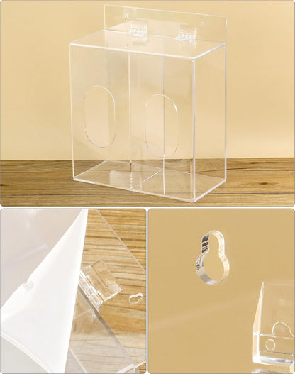 Clear Acrylic Mask and Glove Organizer – Dual Compartment Dispenser for Office, Clinic & Home Use
