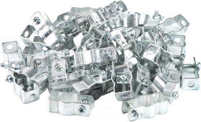 Conduit Hanger with Bolt Features, 1/2 Inch Zinc-Plated Steel, Pack of 50 - Insulated Supports or Threaded Rods for EMT, Rigid Conduits