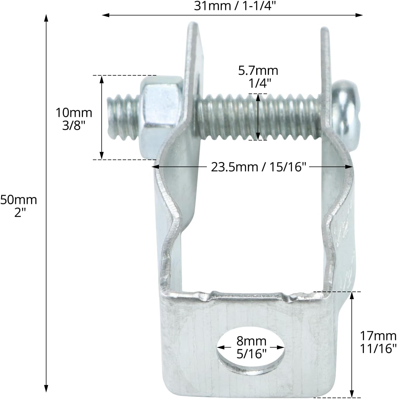 Conduit Hanger with Bolt Features, 1/2 Inch Zinc-Plated Steel, Pack of 50 - Insulated Supports or Threaded Rods for EMT, Rigid Conduits