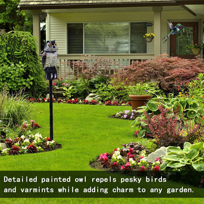 Fake Owl Decoys to Scare Birds Away, Rotating Head Sculptures, Nature Enemy Scarecrow Plastic Statues, Pest Repellent, Bird Control and Pigeon Deterrent Outdoor Yard, Garden Protectors