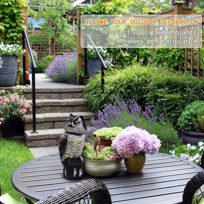 Fake Owl Decoys to Scare Birds Away, Rotating Head Sculptures, Nature Enemy Scarecrow Plastic Statues, Pest Repellent, Bird Control and Pigeon Deterrent Outdoor Yard, Garden Protectors