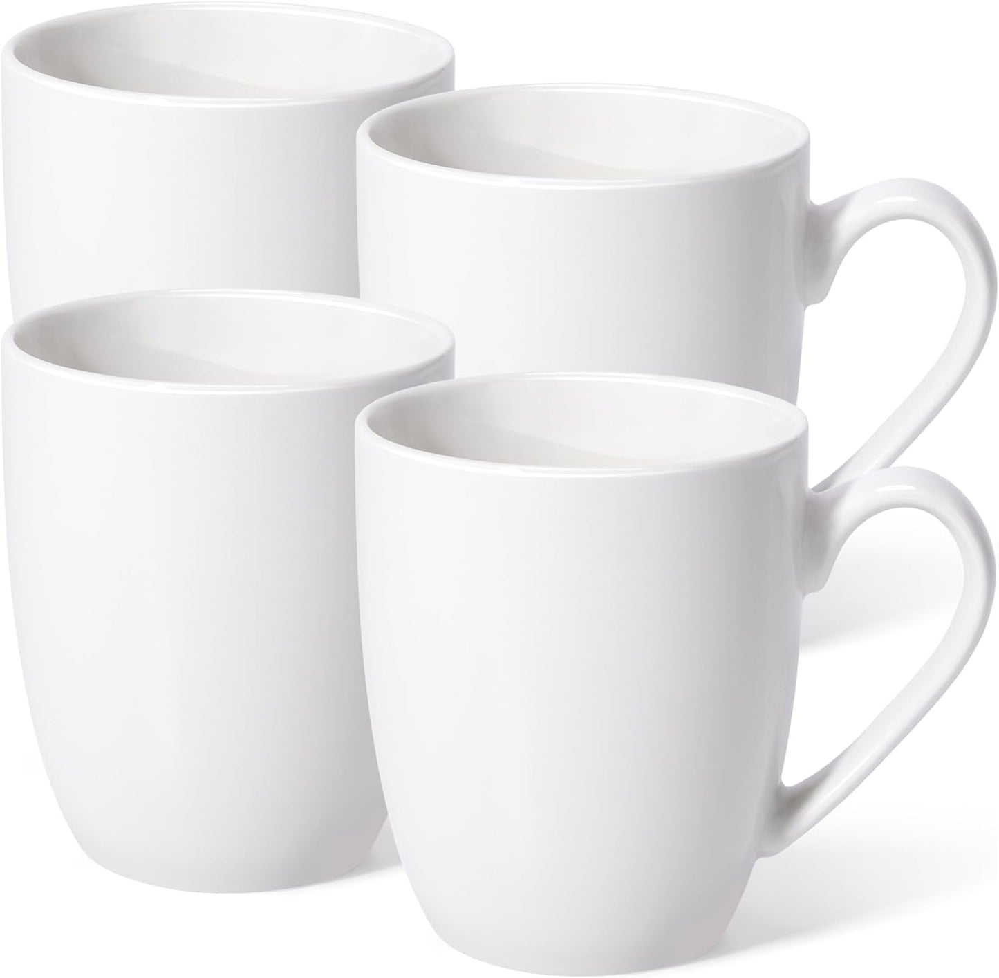 16 oz Large Coffee Mugs Set of 4 Ceramic Coffee Mug White Coffee Cups Tea Cups Idea Gift for Women Men House Warming Gifts New Home Office, 4 Pack (White)