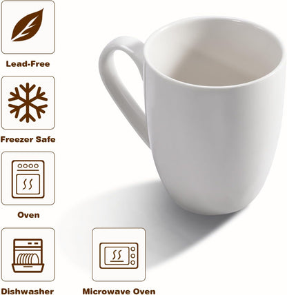 16 oz Large Coffee Mugs Set of 4 Ceramic Coffee Mug White Coffee Cups Tea Cups Idea Gift for Women Men House Warming Gifts New Home Office, 4 Pack (White)