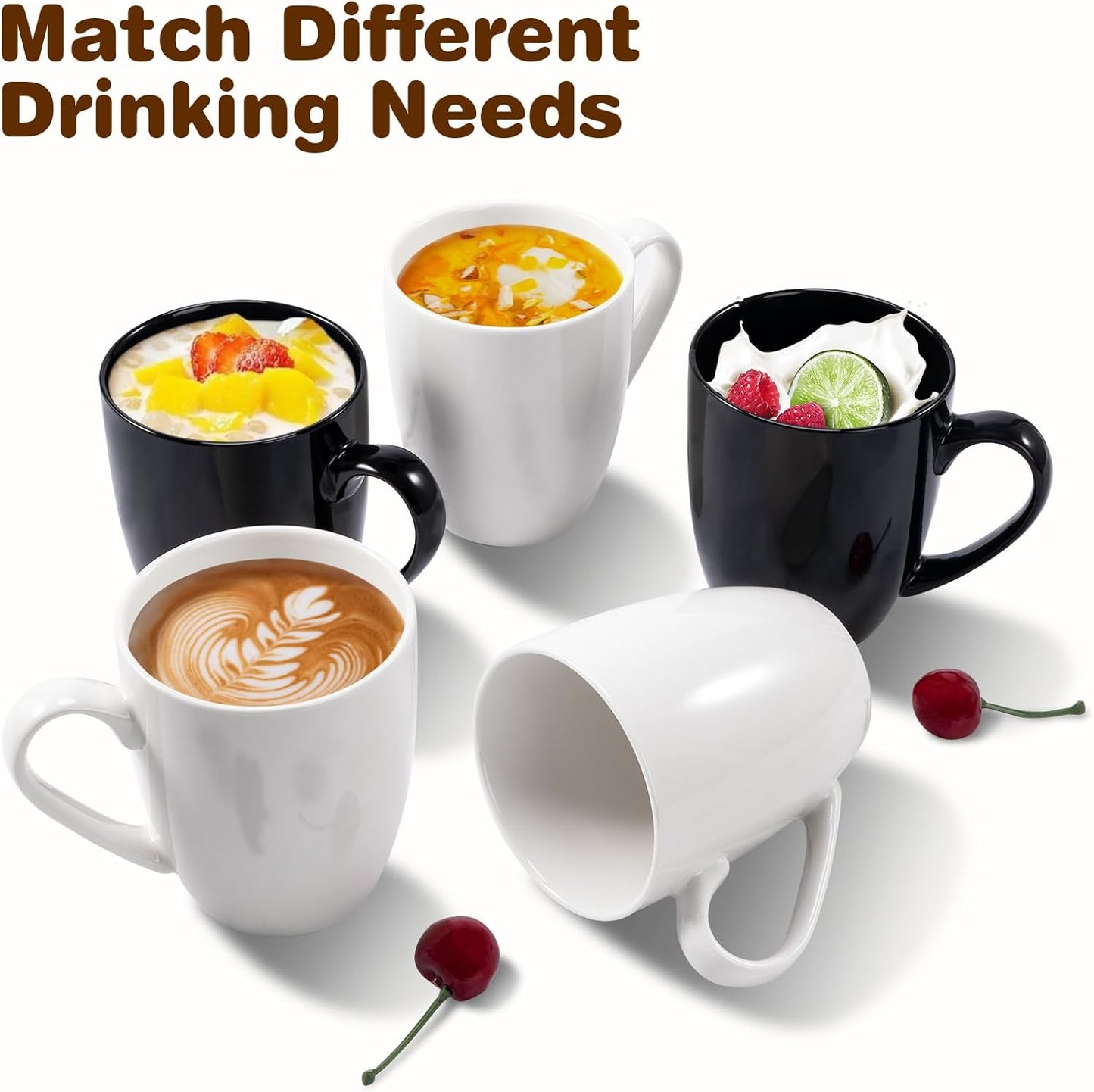 16 oz Large Coffee Mugs Set of 4 Ceramic Coffee Mug White Coffee Cups Tea Cups Idea Gift for Women Men House Warming Gifts New Home Office, 4 Pack (White)