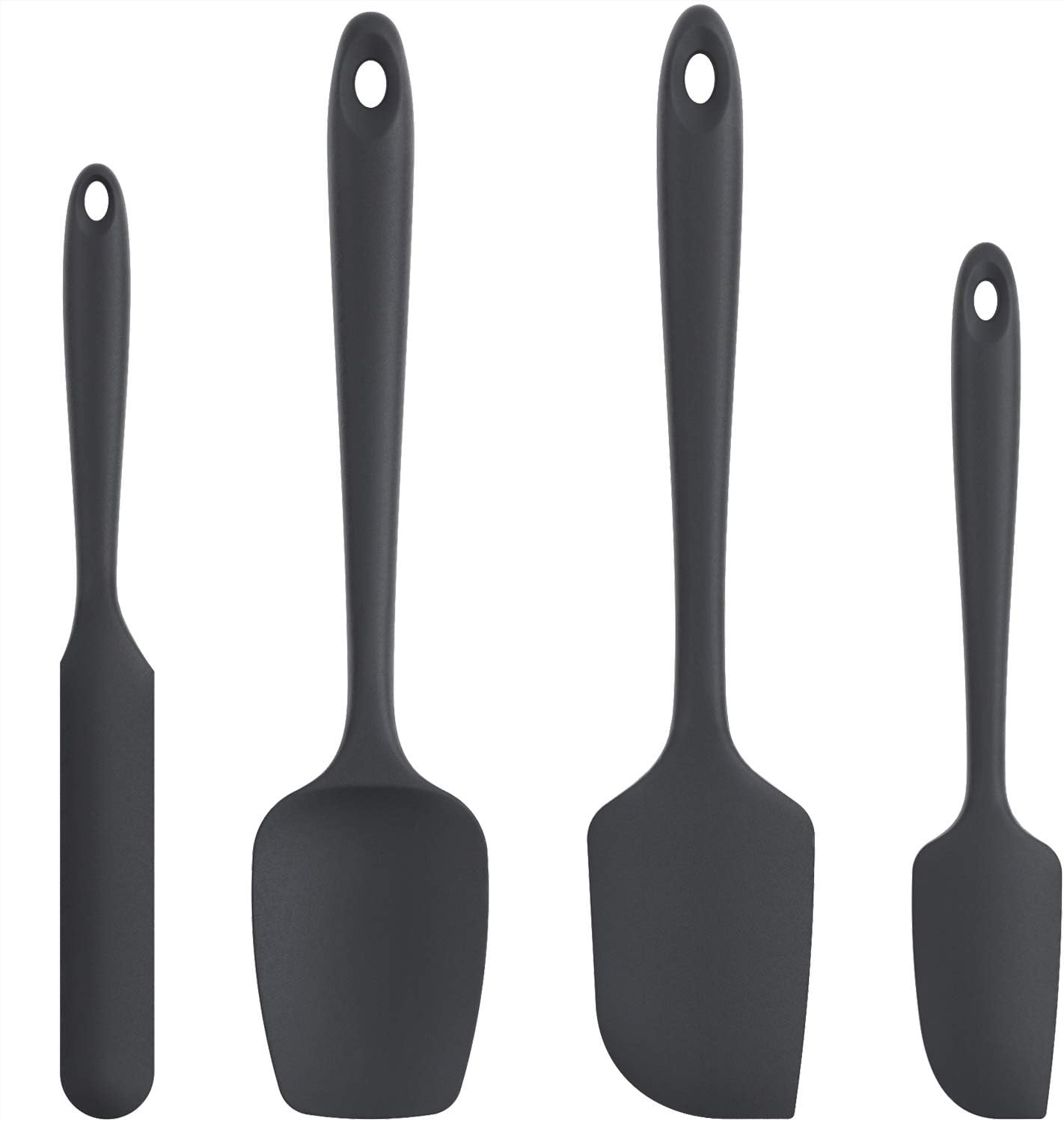 Silicone Spatula Set with 600 Degrees Fahrenheit Heat Resistant (Black)