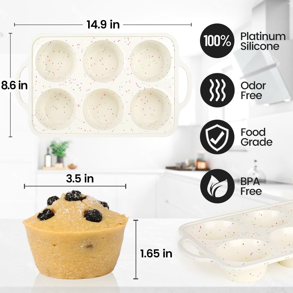 Mini Cupcake Pans, Jumbo Muffin Pan, Metal Reinforced Frame for Baking Giant Homemade Muffins, Cupcakes, Frittatas