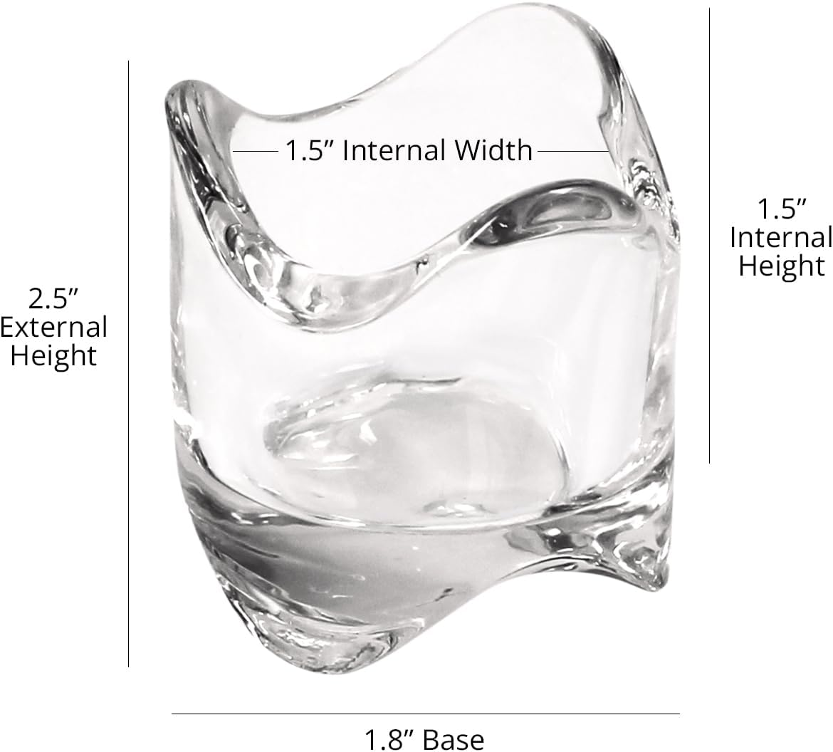 Tea Lights Votive Candles Holders (Set of 6), 2 in. Glass Candle Cups, Wedding Table Centerpiece, Home Decor, Party, Dinner & More