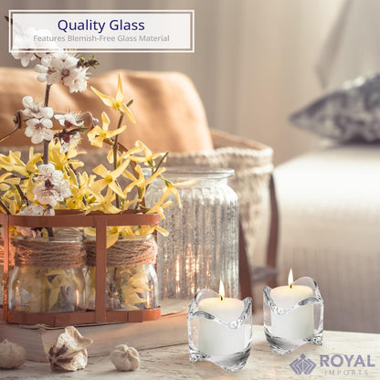 Tea Lights Votive Candles Holders (Set of 6), 2 in. Glass Candle Cups, Wedding Table Centerpiece, Home Decor, Party, Dinner & More