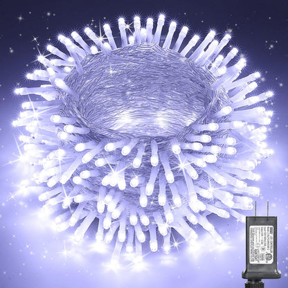 Christmas Lights Cool White, 75 Ft 200 LED Christmas String Lights Connectable, 8 Modes, Timer, Waterproof Fairy Twinkle Lights for Party, Garden, Patio, Home, Wedings, Holiday, Xmas Tree Decorations