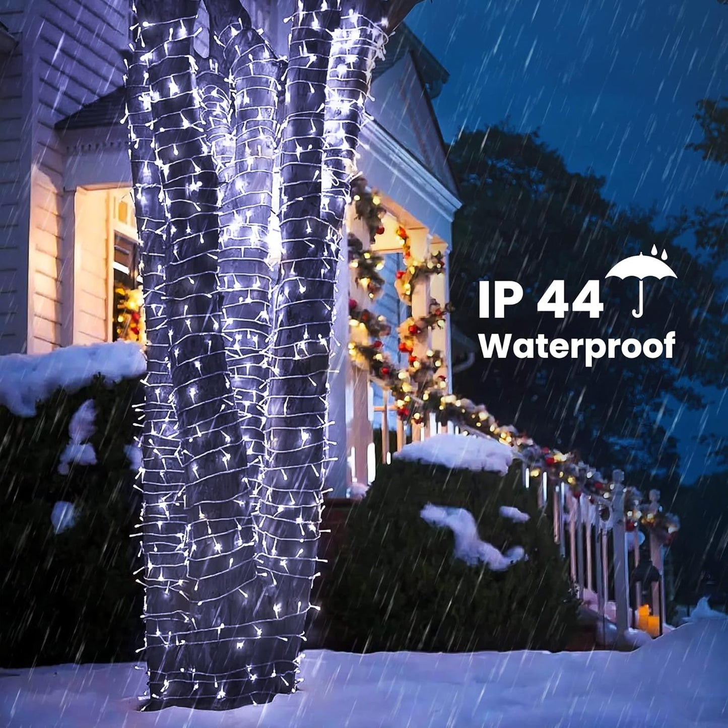 Christmas Lights Cool White, 75 Ft 200 LED Christmas String Lights Connectable, 8 Modes, Timer, Waterproof Fairy Twinkle Lights for Party, Garden, Patio, Home, Wedings, Holiday, Xmas Tree Decorations