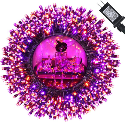 Orange and Purple Halloween Lights, 82ft 200 LED Connectable Halloween String Lights with 8 Modes, Waterproof Plug in Orange Purple String Light for Party, Garden, Indoor Outdoor Spooky Decorations
