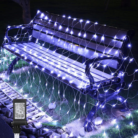 11.5ft x 5ft Christmas Net Lights Outdoor, 360 LED Net Lights with 8 Modes, Connectable, Timer, Waterproof Low Voltage Bush Mesh Fairy String Light for Yard Bush Christmas Indoor Decorations (White)