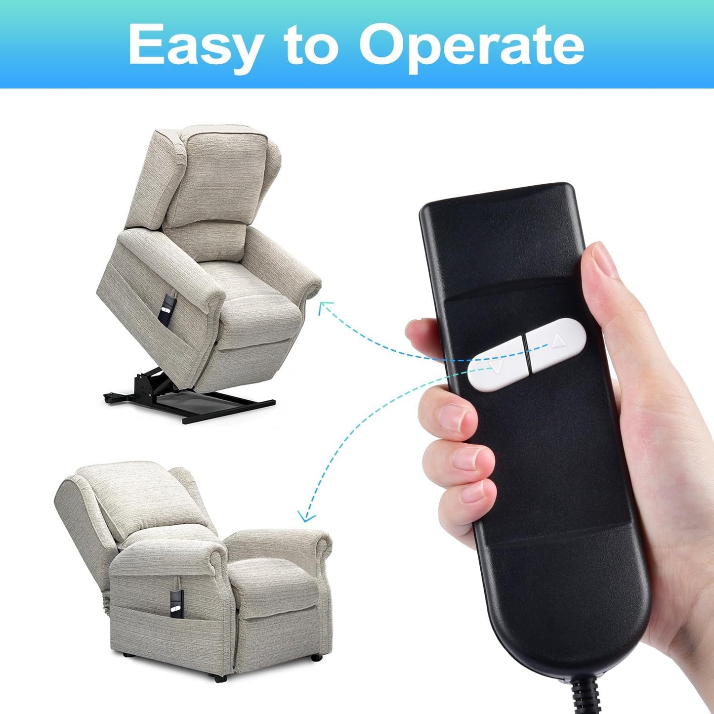 Recliner Remote Lift Chair Remote Replacement 2 Button (Up/Down) 5-Pin Hand Controller for Lazyboy, Golden Limoss OKIN