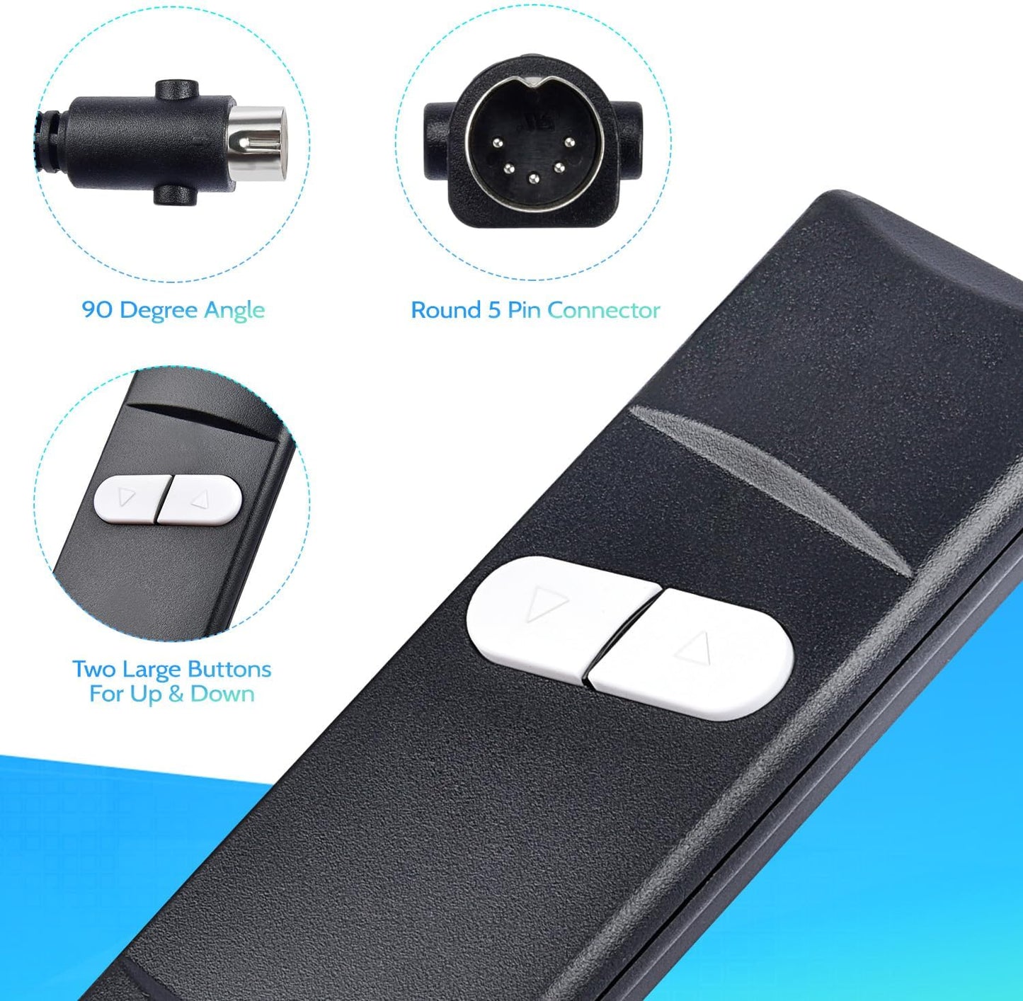 Recliner Remote Lift Chair Remote Replacement 2 Button (Up/Down) 5-Pin Hand Controller for Lazyboy, Golden Limoss OKIN