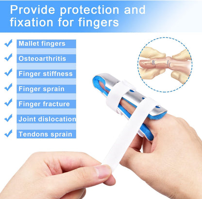 Finger Splint, 7PCS Finger Support Brace Finger Stabilizer for Broken Fingers Straightening Arthritis Knuckle Immobilization, Blue & Black