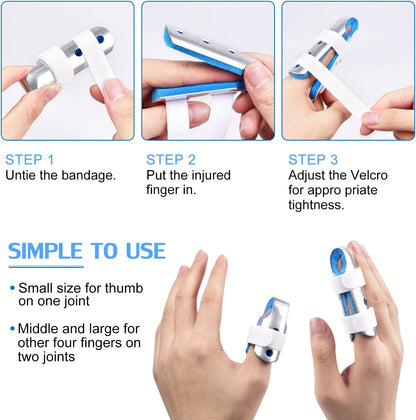 Finger Splint, 7PCS Finger Support Brace Finger Stabilizer for Broken Fingers Straightening Arthritis Knuckle Immobilization, Blue & Black