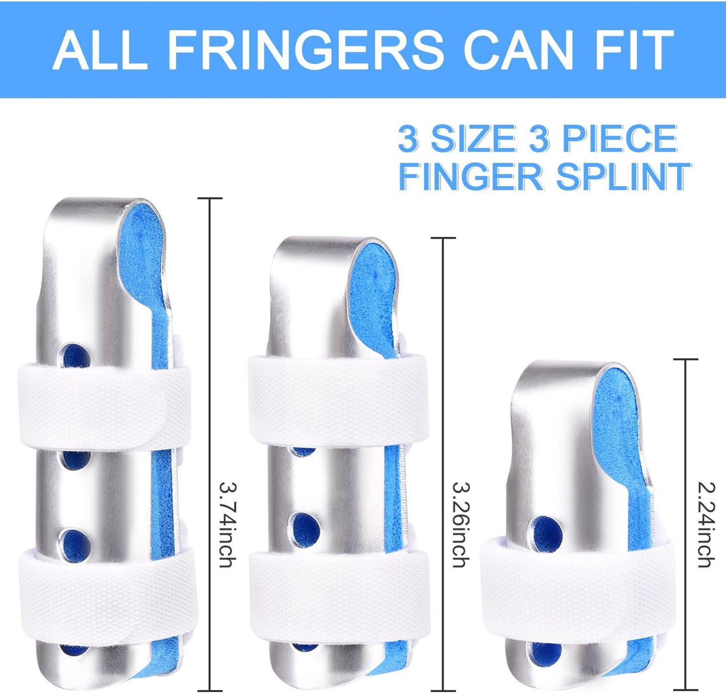 Finger Splint, 7PCS Finger Support Brace Finger Stabilizer for Broken Fingers Straightening Arthritis Knuckle Immobilization, Blue & Black