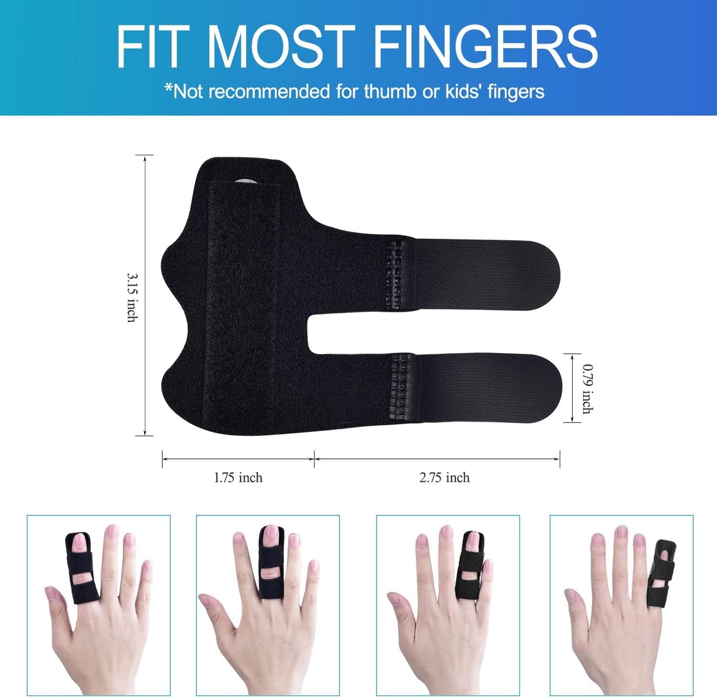 Finger Splint, 7PCS Finger Support Brace Finger Stabilizer for Broken Fingers Straightening Arthritis Knuckle Immobilization, Blue & Black