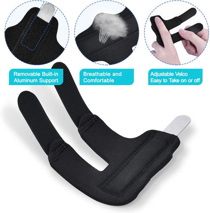 Finger Splint, 7PCS Finger Support Brace Finger Stabilizer for Broken Fingers Straightening Arthritis Knuckle Immobilization, Blue & Black