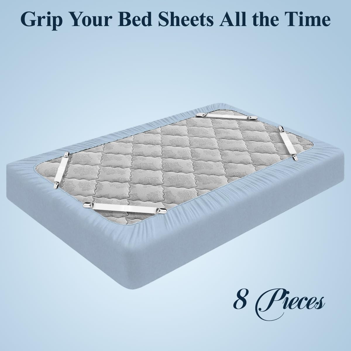Bed Sheet Straps, 8+2 Pieces Heavy Duty Elastic Sheet Holders Suspenders of Mattresses, Short+ Long, White & Black