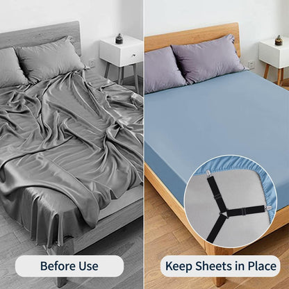 Bed Sheet Straps, 8+2 Pieces Heavy Duty Elastic Sheet Holders Suspenders of Mattresses, Short+ Long, White & Black