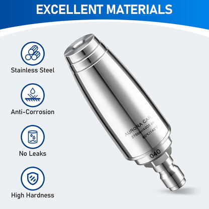 Stainless Steel Pressure Washer Tips Turbo Nozzle 4000 PSI Pressure Washer Rotating Turbo Nozzle, 360° Rotating Pressure Washer Nozzle with 1/4'' Quick Connect, 4.0 GPM 4.0 Orifice