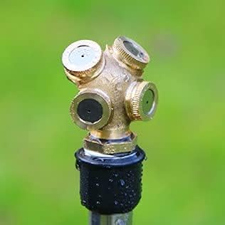 Brass Misting Spray Nozzle 1/2" NPT Male 4-Holes Garden Sprinklers Irrigation Connector Water Sprinklers Mister Heads Fitting with Filter Mesh (Pack of 3)