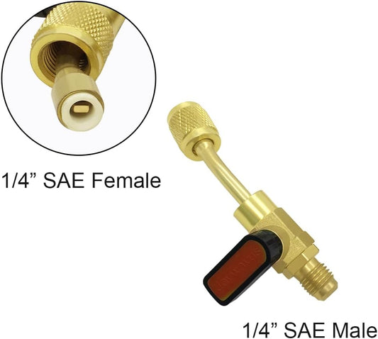 3PCS Air Conditioning Refrigerant Angled Ball Valve 1/4" SAE for HVAC R410A R134A R12 R22 R502 Charging Hoses AC Refrigerant Tools