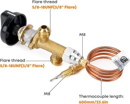 Low Pressure Propane Gas Flame Failure Safety Control Valve Kit Fits for Fireplace, Fire Pit, Heater