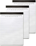 Legal Pads 8.5 x 11 with Date on Top, Narrow Ruled, White Note Pads College Ruled Writing Tablets for Office, School, 50 Sheets, 3 Pack