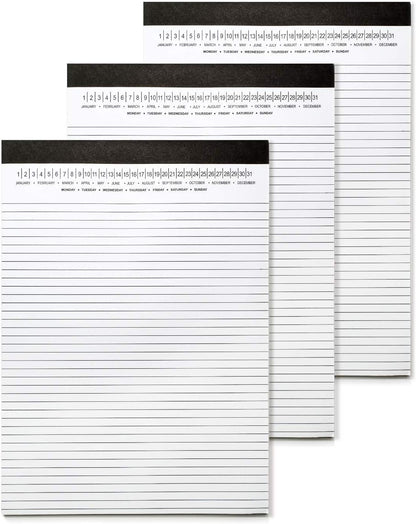 Legal Pads 8.5 x 11 with Date on Top, Narrow Ruled, White Note Pads College Ruled Writing Tablets for Office, School, 50 Sheets, 3 Pack