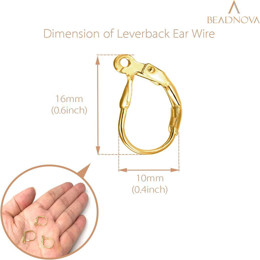 14k Gold Filled Leverback Earring Hooks 4pcs French Ear Wire Lever Back Earwire for Jewelry Making Crafting
