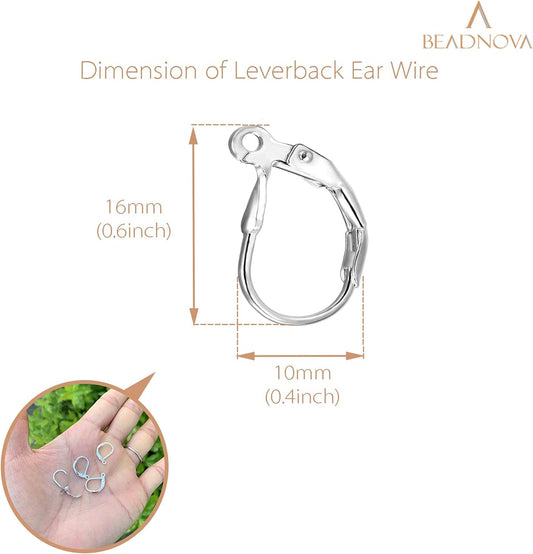 925 Sterling Silver Leverback Earring Hooks 8pcs French Ear Wire Lever Back Earwire for Jewelry Making Crafting