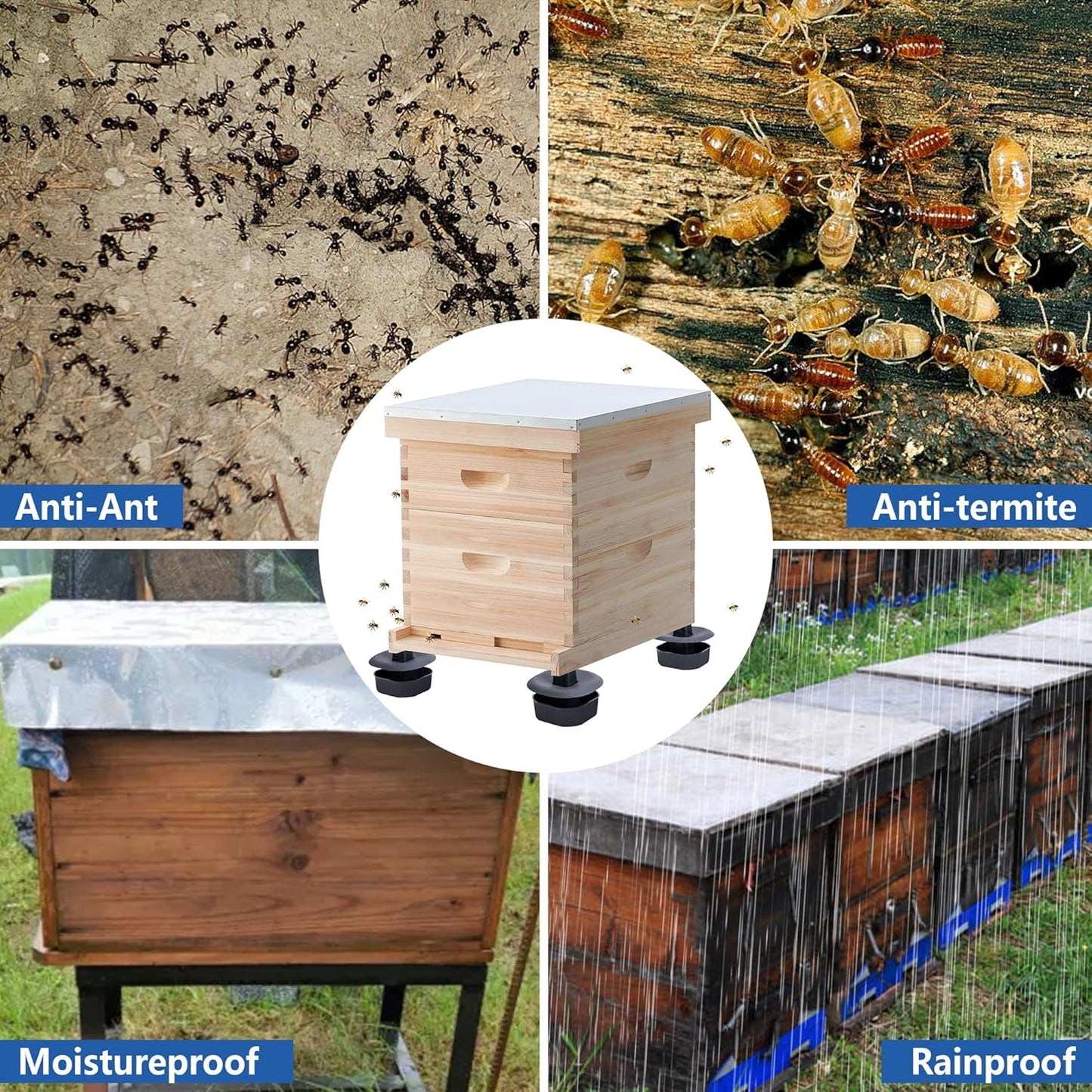 3 Sets/12Pcs Beehive Stands- Sturdy Beehive Feet Stands- Beehive Base Beekeeping Hive Support Tools for Outdoor Garden Beekeeper Workshop