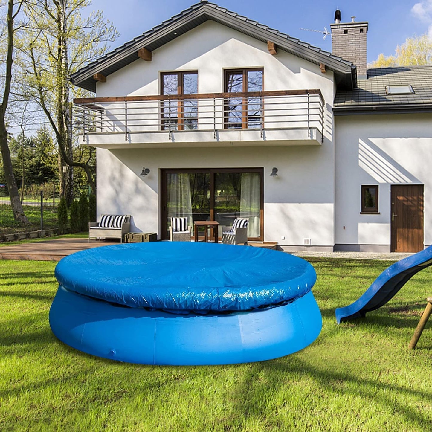 10 Ft Dust Pool Cover Protector-Solar Cover for Round Frame Pools-Pool Cover for Round Inflatable-Pool Cover Protector Heat Retaining Blanket