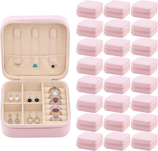 24 Pcs Travel Jewelry Box Exquisite Travel Jewelry Case Portable Jewellery Storage Holder Organizer Box Small Jewelry Organizer for Rings Earrings Necklaces Pendants Bracelets Watches.