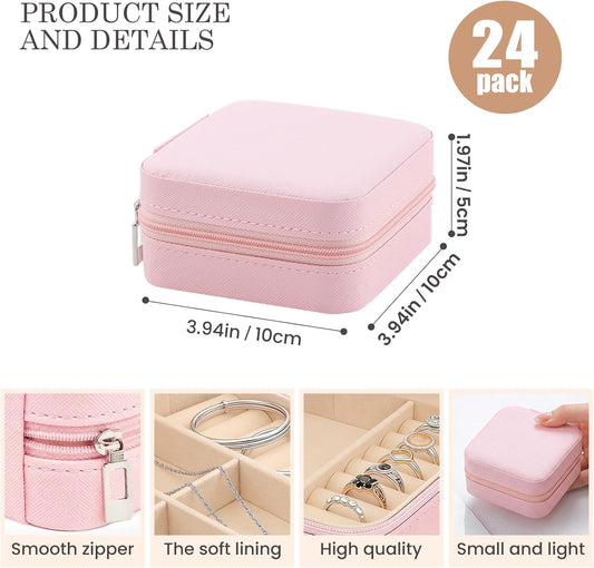 24 Pcs Travel Jewelry Box Exquisite Travel Jewelry Case Portable Jewellery Storage Holder Organizer Box Small Jewelry Organizer for Rings Earrings Necklaces Pendants Bracelets Watches.