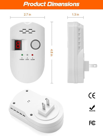 Natural Gas Leak Detector, Plug-in Propane Natural Gas Detector for Home Kitchen RV, Combustible & Explosive Gas Alarm for LPG, LNG, Methane (AC Power)