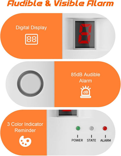 Natural Gas Leak Detector, Plug-in Propane Natural Gas Detector for Home Kitchen RV, Combustible & Explosive Gas Alarm for LPG, LNG, Methane (AC Power)